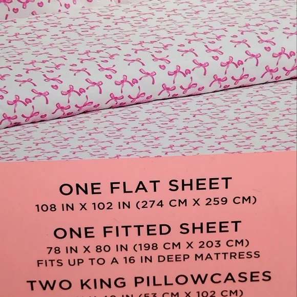 JUICY COUTURE KING SHEET SET BOWSJUICY COUTURE SHEET SET KING SIZE NEW